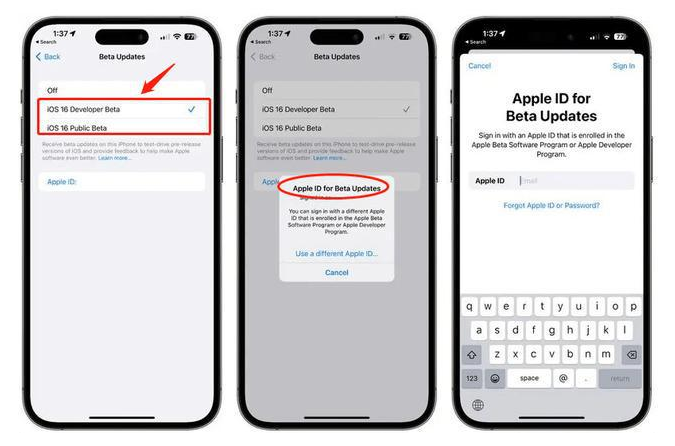 青原苹果手机维修分享iOS 16.4 Beta 3如何使用ID小号享受“双系统”？ 